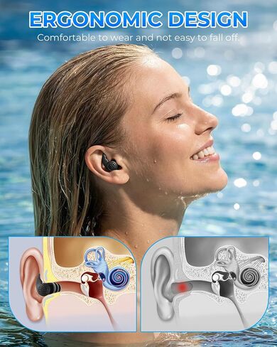3 Pairs Swimming Earplugs Waterproof Silicone Ear Plugs for Swimming Surfing Shower Kayaking, Water Out Sound In Comfortable Reusable Ear Protection for Adults Teens with Storage Case, Black Gray Blue in Saudi Arabia