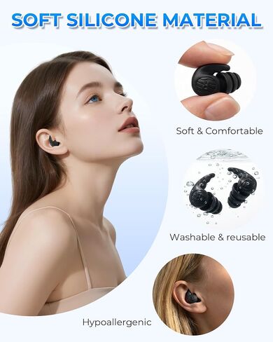 3 Pairs Swimming Earplugs Waterproof Silicone Ear Plugs for Swimming Surfing Shower Kayaking, Water Out Sound In Comfortable Reusable Ear Protection for Adults Teens with Storage Case, Black Gray Blue in Saudi Arabia