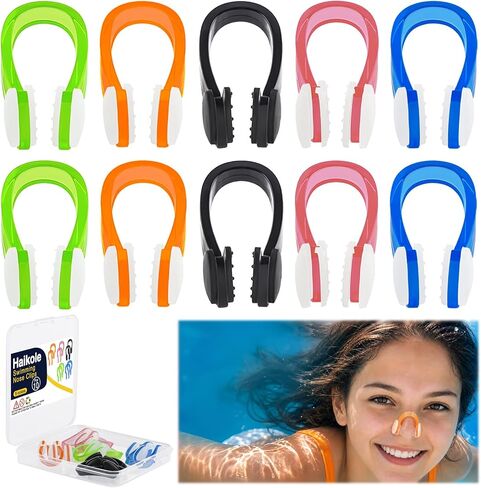 Swimming Nose Clip 10 Pack, Waterproof Silicone Nose Plugs for Adults & Kids (Age 7+) with Storage Case,Multi-Color Anti-Slip Clip for Swimming in Kuwait
