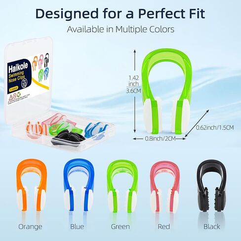Swimming Nose Clip 10 Pack, Waterproof Silicone Nose Plugs for Adults & Kids (Age 7+) with Storage Case,Multi-Color Anti-Slip Clip for Swimming in Kuwait