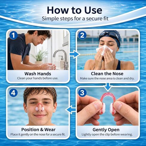 Swimming Nose Clip 10 Pack, Waterproof Silicone Nose Plugs for Adults & Kids (Age 7+) with Storage Case,Multi-Color Anti-Slip Clip for Swimming in Kuwait