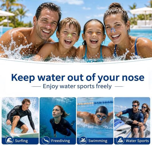 Swimming Nose Clip 10 Pack, Waterproof Silicone Nose Plugs for Adults & Kids (Age 7+) with Storage Case,Multi-Color Anti-Slip Clip for Swimming in Kuwait