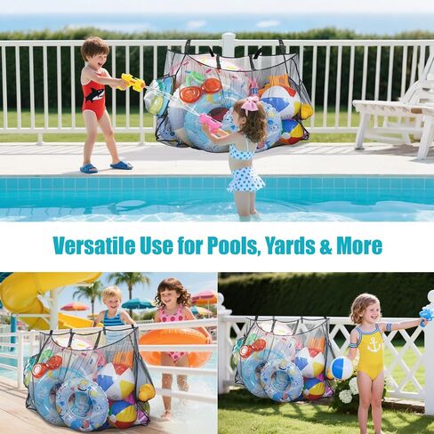 Hanging Pool Float Storage Bag -Large Mesh Pool Toy Holder for Pool Noodles, Inflatables, and Toys -Adjustable Fence & Poolside Organizer in Kuwait