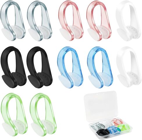 12 Pcs Swimming Nose Clips, Nose Plugs for Swimming Waterproof Soft Silicone, Non-Slip Snug Fit for Kids 7+ & Adults, Bright Colors for Pool Surfing Beginner in Kuwait