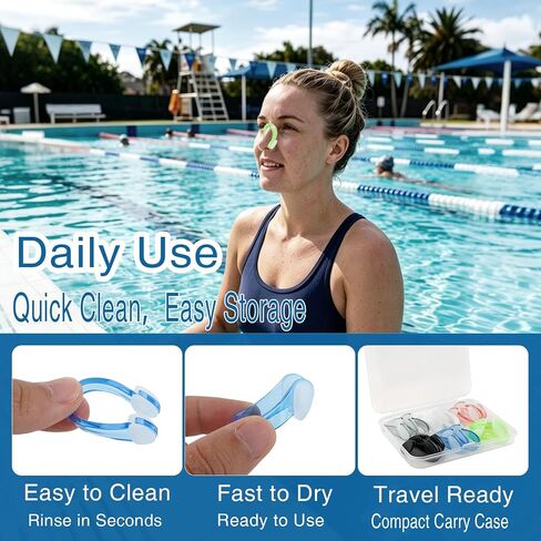 12 Pcs Swimming Nose Clips, Nose Plugs for Swimming Waterproof Soft Silicone, Non-Slip Snug Fit for Kids 7+ & Adults, Bright Colors for Pool Surfing Beginner in Kuwait