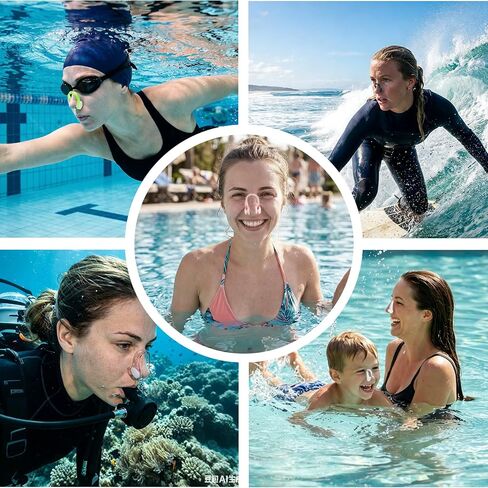 12 Pcs Swimming Nose Clips, Nose Plugs for Swimming Waterproof Soft Silicone, Non-Slip Snug Fit for Kids 7+ & Adults, Bright Colors for Pool Surfing Beginner in Kuwait