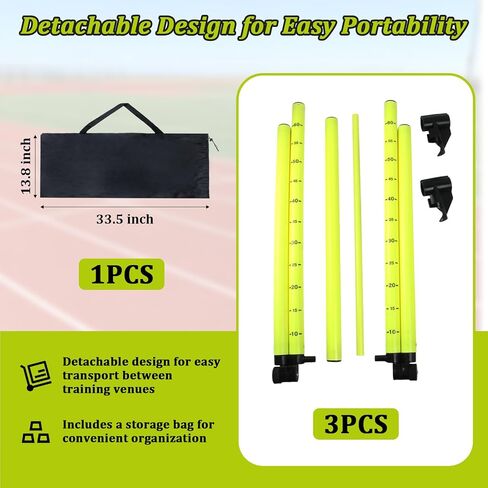 ​3PCS Height Adjustable Hurdles Training Equipment, Hurdles Track and Field for Agility & Speed Training, Detachable Track Hurdles with Carry Bag for Soccer Football Basketball, Tool-Free Setup in Kuwait