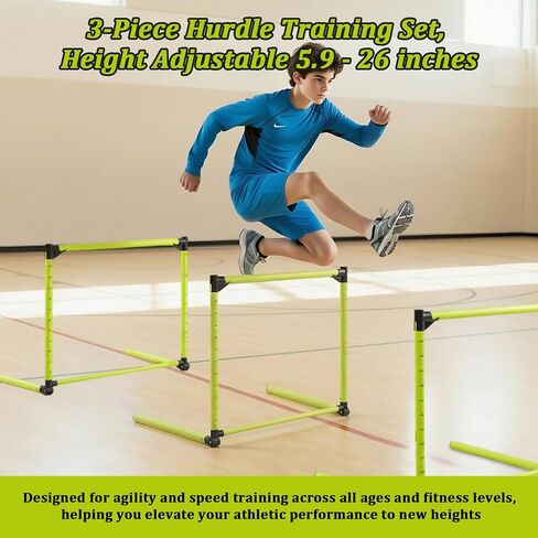 ​3PCS Height Adjustable Hurdles Training Equipment, Hurdles Track and Field for Agility & Speed Training, Detachable Track Hurdles with Carry Bag for Soccer Football Basketball, Tool-Free Setup in Kuwait