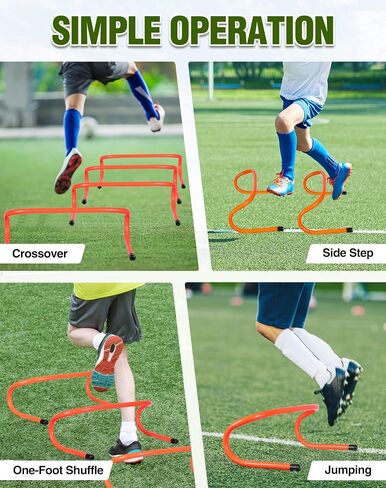 20 PCS Agility Hurdles, 6" 9" 12.6" Speed Training Equipment for Kids & Athletes, Plyometric Hurdles for Soccer, Football, Basketball, Baseball, Indoor Outdoor Sports in Kuwait