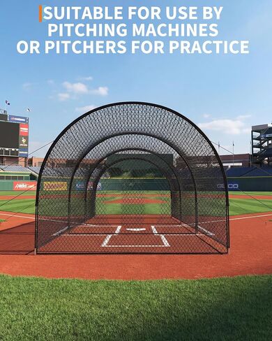 33ft Baseball Batting Cage with Frame and Net, 33 x 12 x 8 ft Practice Net for Batting and Pitching, Full Enclosure Training Cage for Baseball, Softball and Golf, for Backyard or Field in Kuwait