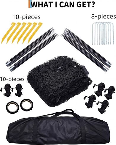 33ft Baseball Batting Cage with Frame and Net, 33 x 12 x 8 ft Practice Net for Batting and Pitching, Full Enclosure Training Cage for Baseball, Softball and Golf, for Backyard or Field in Kuwait