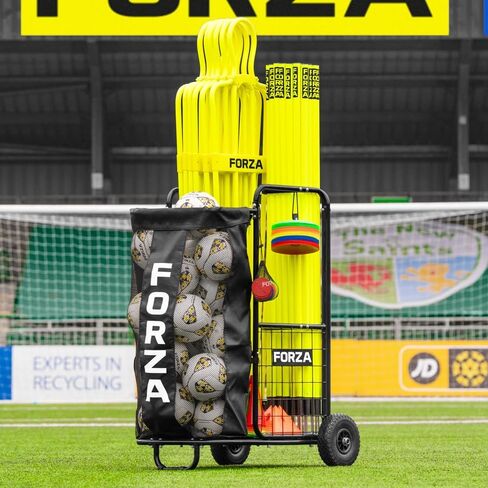 عربة تخزين المعدات الرياضية FORZA XL - عربة تدريب بإطار فولاذي شديد التحمل مع عجلات من البولي يوريثان - منظم ذو سعة كبيرة للكرات والأقماع والأعمدة ومعدات التدريب (XL (130 سم ارتفاع × 115 سم عرض)) in Kuwait
