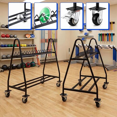 Silipull Mobile Shot Put Discus Storage Rack Cart Heavy Duty Athletic Throwing Equipment Trolley with 4 Wheels, Holds 15 Discus & 20 Shot Put for Gym, School PE and Track & Field Gear Organizer in Kuwait