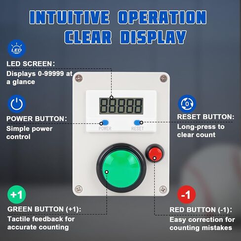 JIAWANSHUN LED Digital Up Down Counter,5-Digit Push Button Counter with Reset & Pause,Auto Off&Data Storage,Digital Lap Counter for Swim Lap Tracker,Gym Training & Softball Training in Kuwait