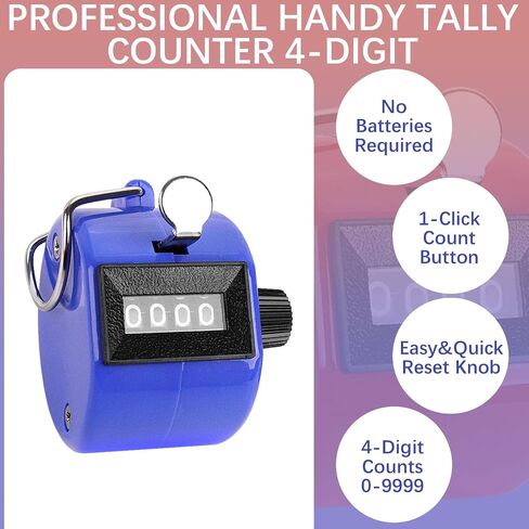 GDMINLO 2 Pack Clicker Counter، معدن 4 أرقام عداد يدوي ميكانيكي | لونان أزرق وأحمر، هيكل معدني قوي، سهل الاستخدام للمناسبات الرياضية والتدريب والعد اليومي in Saudi Arabia