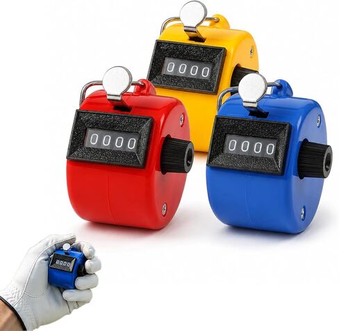 Handheld Clicker Counter,Pitch Counter,Digital 4-Digit Baseball Finger Click Mechanical Tally Counter with 3pcs Lanyard for Sports Events Coaching Counting in Kuwait