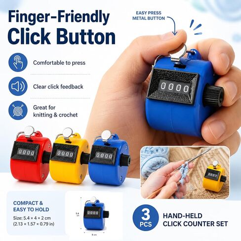Handheld Clicker Counter,Pitch Counter,Digital 4-Digit Baseball Finger Click Mechanical Tally Counter with 3pcs Lanyard for Sports Events Coaching Counting in Kuwait