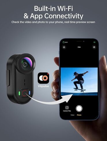 4K Mini Body Action Cameras POV Body Cam, 64GB Sports Camera with Audio Video Recording, Portable WiFi Magnetic Wearable Waterproof Thumb Camera for Motorcycle Vlogging Skiing Cycling Hiking-Black in Kuwait