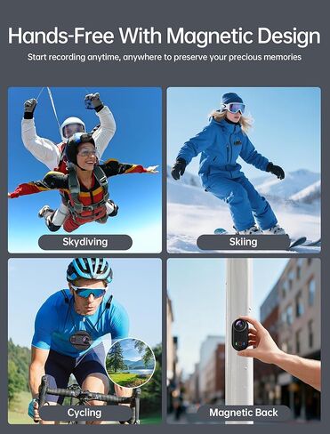 4K Mini Body Action Cameras POV Body Cam, 64GB Sports Camera with Audio Video Recording, Portable WiFi Magnetic Wearable Waterproof Thumb Camera for Motorcycle Vlogging Skiing Cycling Hiking-Black in Kuwait