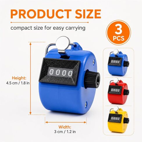 Counter,3 Pcs Handheld Clicker Counters,4-Digit Number Clicker Counter,for Coaching, Knitting, People, Lap, Fishing,Office,Golf, Toddler & Fidget in Kuwait