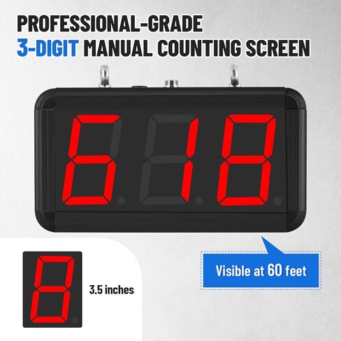 JIAWANSHUN 3Digits LED Digital Lap Counter 3.5 Inch, Up Down Count with Custom Initial Value, Aluminum Frame for Sports & Golf & Kart Racing in Kuwait
