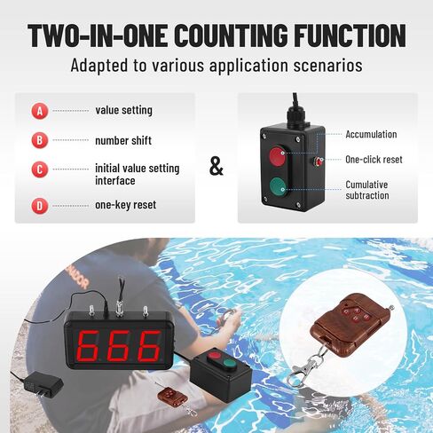 JIAWANSHUN 3Digits LED Digital Lap Counter 3.5 Inch, Up Down Count with Custom Initial Value, Aluminum Frame for Sports & Golf & Kart Racing in Kuwait