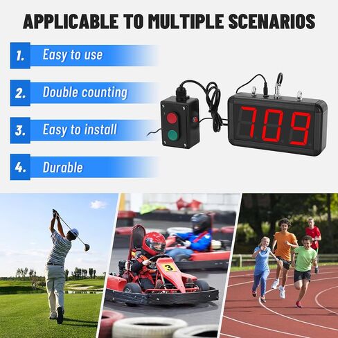 JIAWANSHUN 3Digits LED Digital Lap Counter 3.5 Inch, Up Down Count with Custom Initial Value, Aluminum Frame for Sports & Golf & Kart Racing in Kuwait