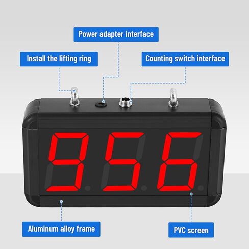 JIAWANSHUN 3Digits LED Digital Lap Counter 3.5 Inch, Up Down Count with Custom Initial Value, Aluminum Frame for Sports & Golf & Kart Racing in Kuwait