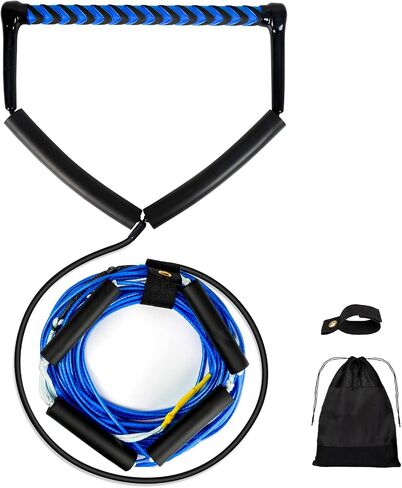 75FT No Stretch Wakeboard Rope and Handle, Floating Dyneema Wakeboard Tow Rope, 4 Sections Adjustable Water Ski Ropes for Wakeboarding, Waterskiing, Kneeboarding and Wakesurfing in Kuwait