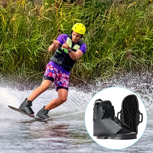 روابط Weysat Universal Wakeboard للرجال 8-11 / النساء 9.5-11.5، أحذية Wakeboard قابلة للتعديل، بطانة مريحة من EVA ودعم للكاحل، تصميم سهل الدخول مفتوح عند الأصابع، يناسب معظم ألواح Wakeboard in Kuwait