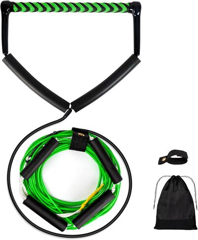 75FT No Stretch Wakeboard Rope and Handle, Floating Dyneema Wakeboard Tow Rope, 4 Sections Adjustable Water Ski Ropes for Wakeboarding, Waterskiing, Kneeboarding and Wakesurfing in Kuwait