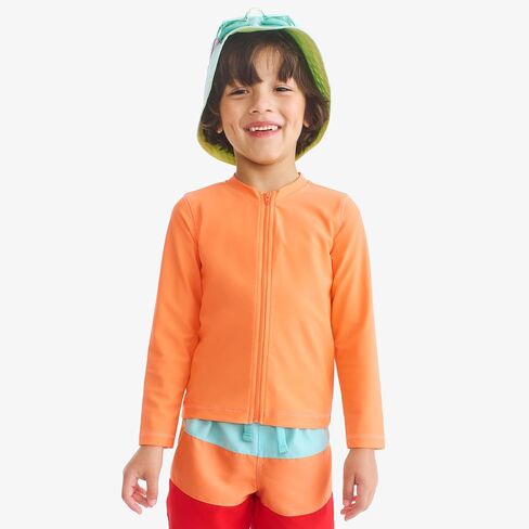 Primary Kids Long Sleeve Full-Zip Rash Guard, Swim Shirt, UPF 50+, Made with Recycled Materials in Saudi Arabia