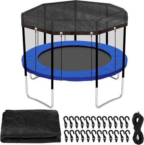 Trampoline Cover Black Round 90% Sunblock Shade Cloth 14.5FT Trampoline Top Shade Cover Sun Shade Mesh Tarp with Elastic Cord Plastic Hooks for Outdoor Backyard Playground Accessories, Tent Only in Kuwait