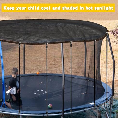 Trampoline Cover Black Round 90% Sunblock Shade Cloth 14.5FT Trampoline Top Shade Cover Sun Shade Mesh Tarp with Elastic Cord Plastic Hooks for Outdoor Backyard Playground Accessories, Tent Only in Kuwait