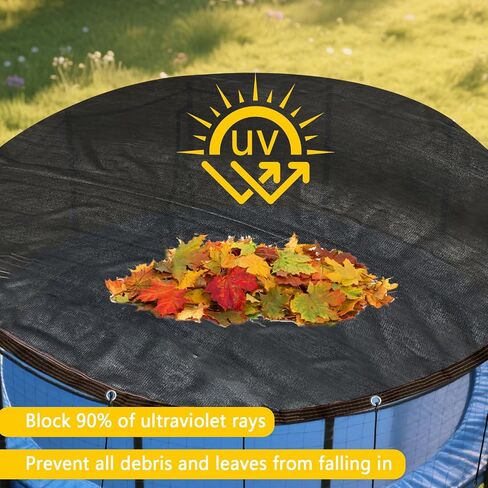 Trampoline Cover Black Round 90% Sunblock Shade Cloth 14.5FT Trampoline Top Shade Cover Sun Shade Mesh Tarp with Elastic Cord Plastic Hooks for Outdoor Backyard Playground Accessories, Tent Only in Kuwait