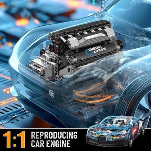 MOLD KING 10201 W16 Model Model Kit التي تعمل - قم ببناء محرك طراز V8 STEM الخاص بك للبالغين ، ومحرك سيارة 16 أسطوانات ، وتشغيل العتاد القابل للتحول ، ومجموعة بناء الهندسة الميكانيكية (2024 PCS) in Kuwait