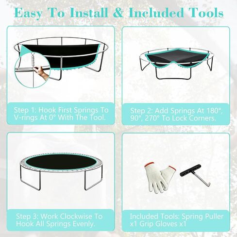 Trampoline Replacement Mat – Fit 14 Ft Frame with 72/84/96 V-Hooks Using 5.3-9.0" Springs, UV-Resistant, with Install Tool (Spring not Included) in Saudi Arabia