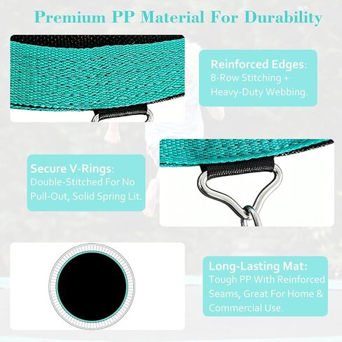 Trampoline Replacement Mat, Fit 12 Ft Round Trampoline with 72 V-Hooks Using 5.3-5.7" Springs, UV-Resistant, with Install Tool (Spring not Included) in Saudi Arabia