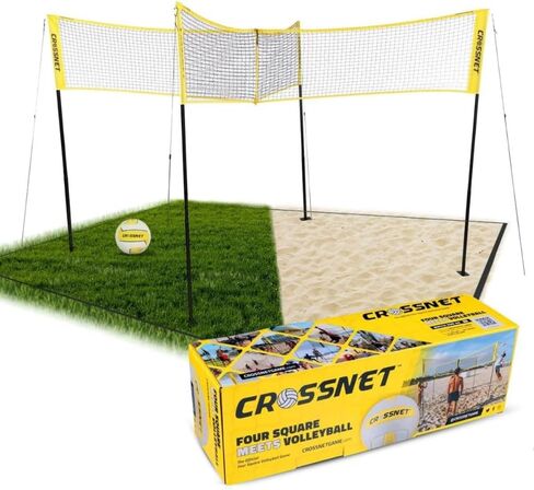 Vivere CROSSNET Quick Assemble 4 Square Volleyball Game Set for Adults and Kids with Volleyball Net, Backpack and Ball for Outdoor Games in Kuwait