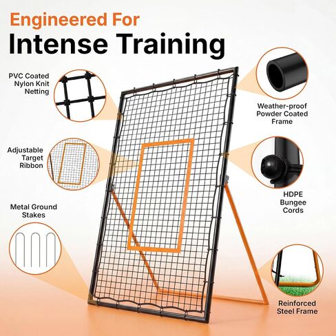 HiTekk Adjustable Volleyball Rebounder | 7x4 ft Solo Practice Rebounder Net | 5X Adjustable Angle, Durable Weather-Resistant Frame, Folds Flat | Volleyball Training Rebounder Net in Kuwait