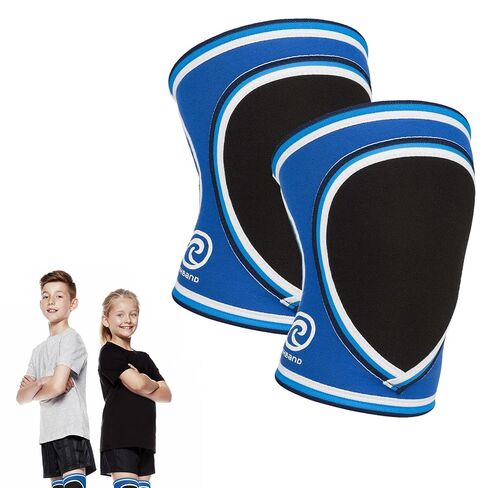 Rehband children's knee pads, 1 pair of knee pads 3mm neoprene, volleyball pads for boys & girls protect against injuries and stabilize muscles, Colour:Blue, Size:X-Large in Kuwait