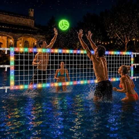 Upgraded Pool Volleyball Net Only,15x3FT Adjustable Replacement Water Volleyball Net with 8 Modes for Inground Pools,Pool Games for Adults and Family Summer Swimming Pool Party Fun in Kuwait