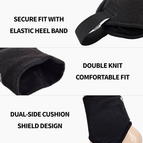 COELO Ankle Guards for Soccer (1 Pair) | Dual-Side Cushioning with Plastic Support Pads & Elastic Heel Band | Breathable Ankle Guard for Sports Football Activities | Left & Right Set (Black) in Kuwait