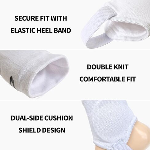 COELO Ankle Guards for Soccer (1 Pair) | Dual-Side Cushioning with Plastic Support Pads & Elastic Heel Band | Breathable Ankle Guard for Sports Football Activities | Left & Right Set (White) in Kuwait