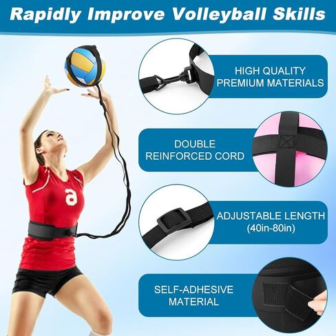 Volleyball Training Equipment Aid, Professional Training Rebounder Set, Adjustable Solo Volleyball Trainer to Practice Serve, Spike, Set and Pass, Perfect for Beginners & Pro in Kuwait