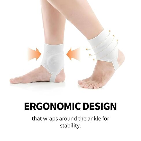 COELO Ankle Guards for Soccer (1 Pair) | Dual-Side Cushioning with Plastic Support Pads & Elastic Heel Band | Breathable Ankle Guard for Sports Football Activities | Left & Right Set (White) in Kuwait