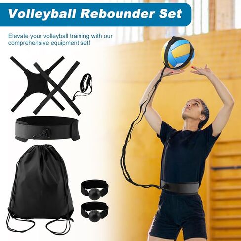 Volleyball Training Equipment Aid, Professional Training Rebounder Set, Adjustable Solo Volleyball Trainer to Practice Serve, Spike, Set and Pass, Perfect for Beginners & Pro in Kuwait