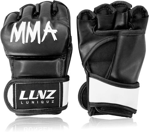 MMA Gloves for Kids Punching Bag Boxing Sparring Grappling, Half Finger with Thick Padding Long Wrist Wrap in Kuwait