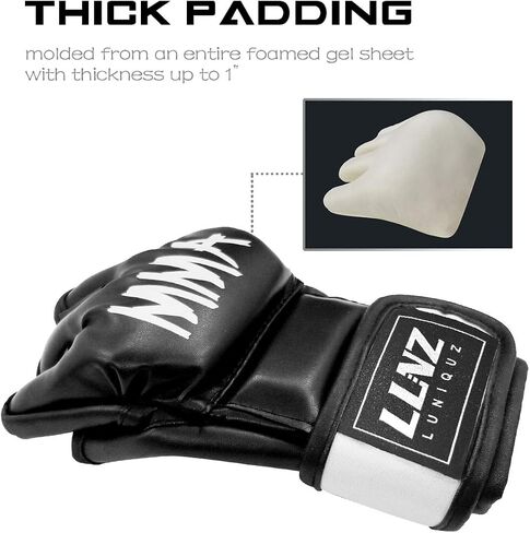 MMA Gloves for Kids Punching Bag Boxing Sparring Grappling, Half Finger with Thick Padding Long Wrist Wrap in Kuwait