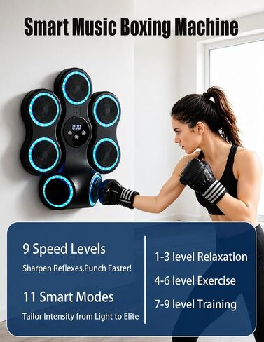Smart Musical Boxing Machine with Gloves for Stress Relief | Music Boxing Machine for Adults and Kids, Wall Mounted Electronic Boxing Equipment for Home Gym, Punching Bag Workout Gear in Kuwait